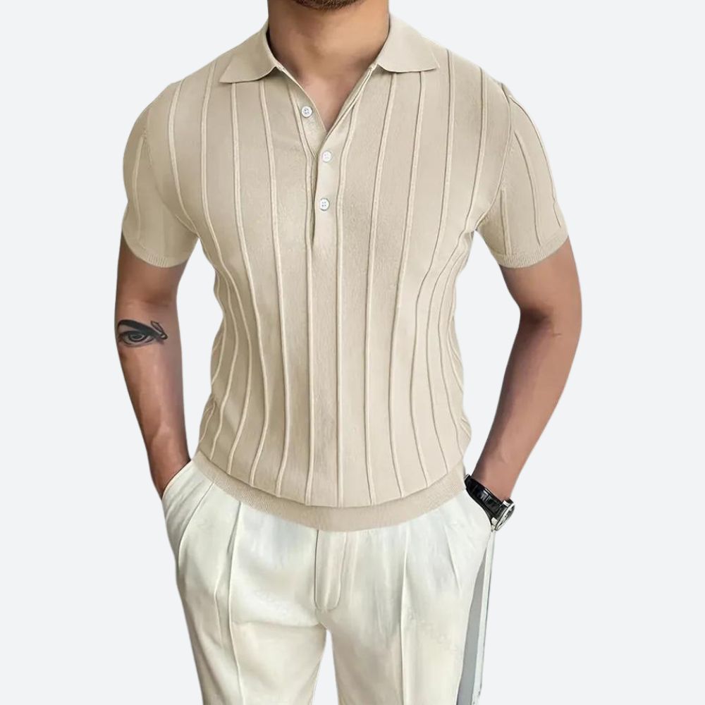 Elastična Polo Majica s V-Izrezom
