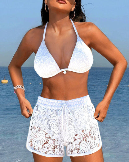 Laluna® | Elegantni jednobojni čipkani bikini