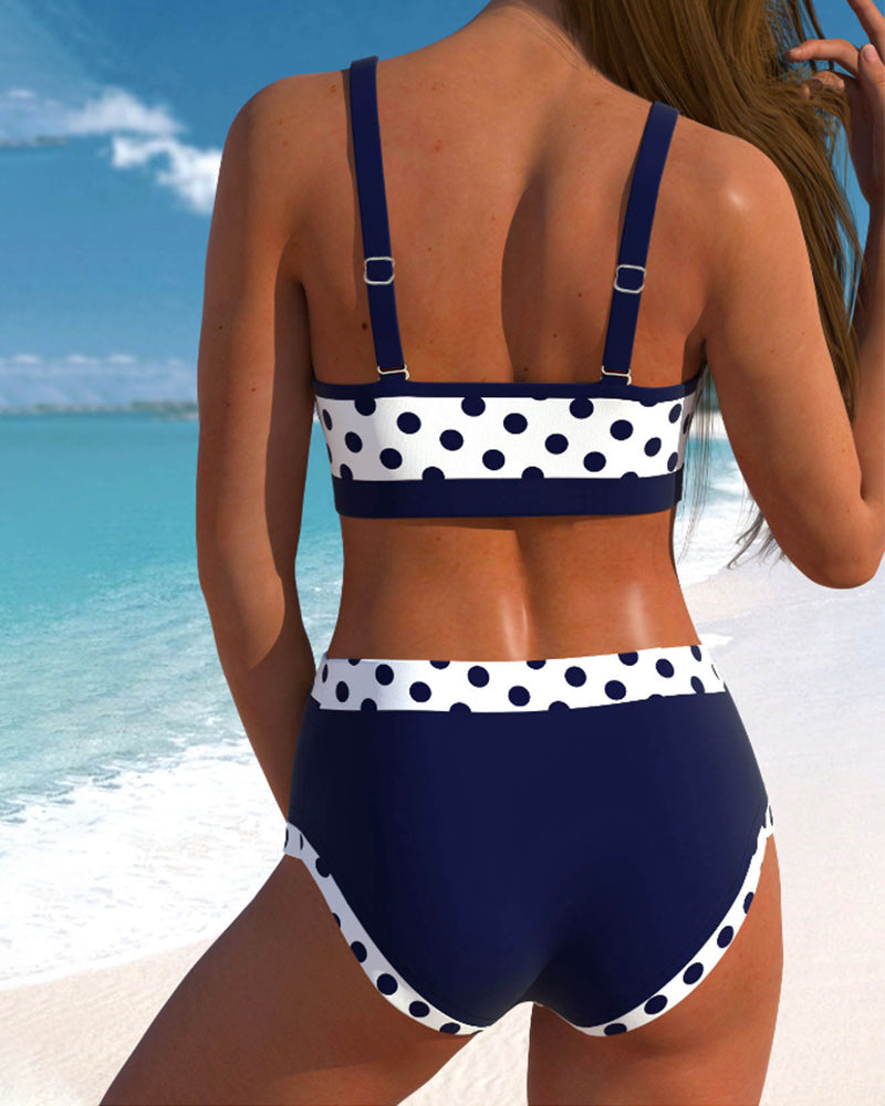 Liesbeth - Visoki struk bikini s točkicama i patchwork uzorkom