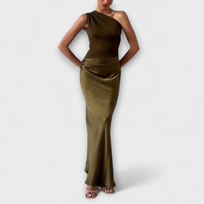 Luna - Asymmetrical Satin Dress