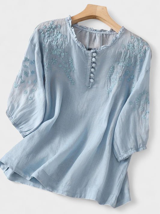 Cassiana - Cotton and Linen T-Shirt