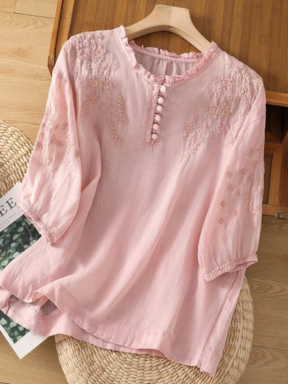 Cassiana - Cotton and Linen T-Shirt