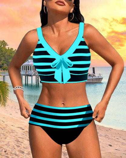 Laluna® | Prugasti Bikini s Visokim Strukom