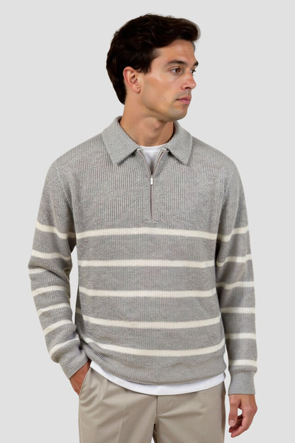"Constantino - Prugasti Pulover s Polu-Zipom" can be rewritten as "Constantino - Prugasti Pulover s Polu-Zip Zatvaračem".