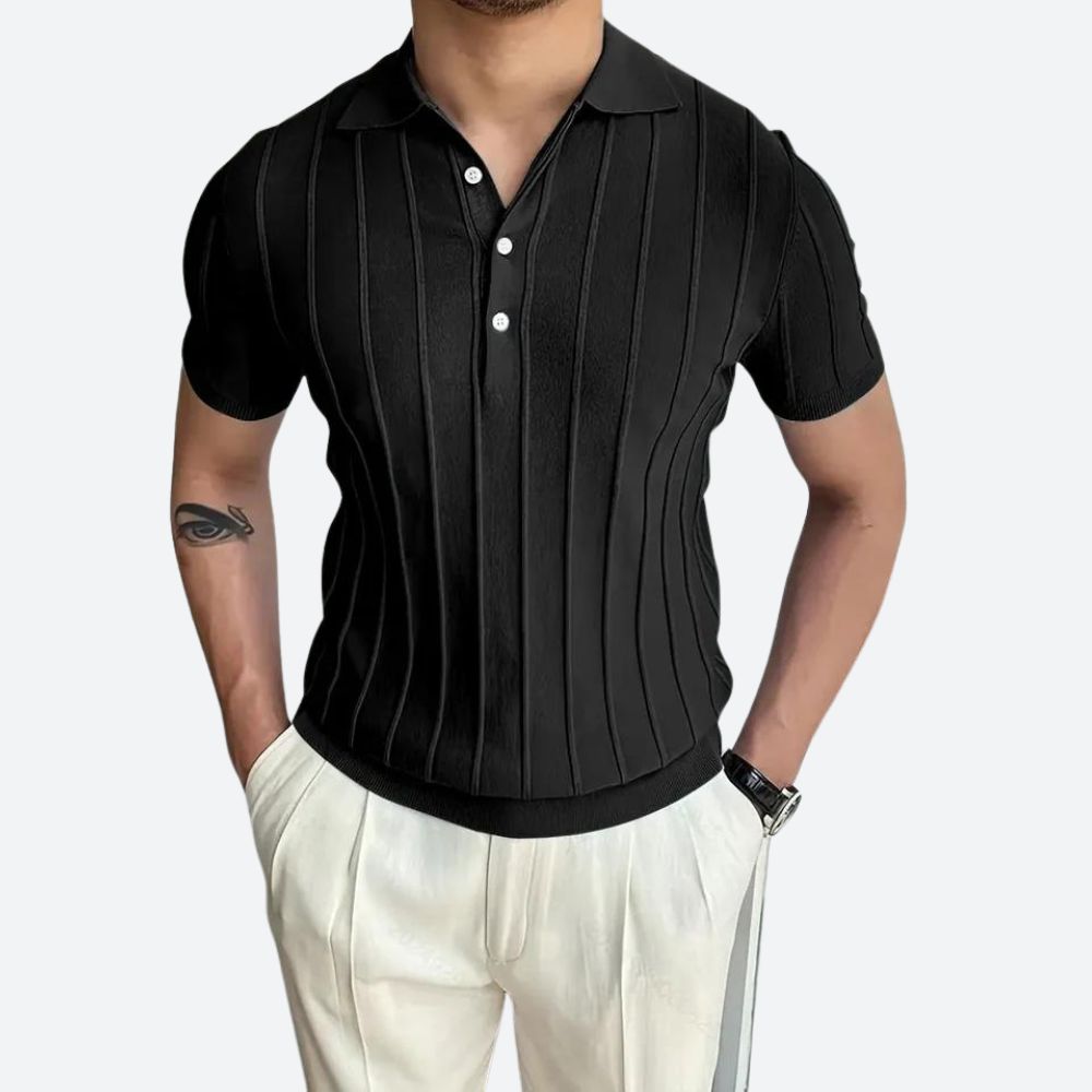 Elastična Polo Majica s V-Izrezom