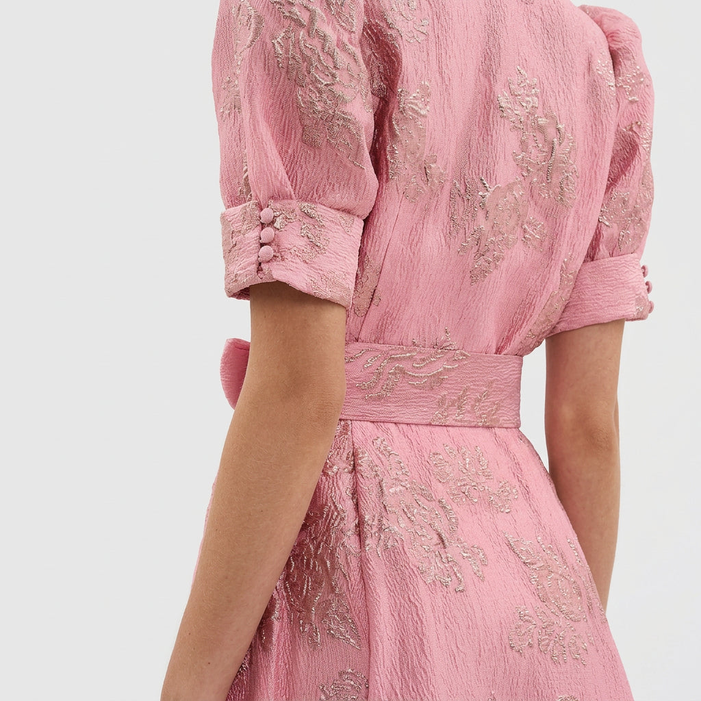 Matilde - Duga cvjetna haljina od jacquard tkanine s remenom