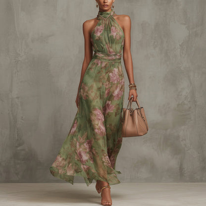 Filipa - Cvjetna Halter Maxi Haljina" could be rewritten as "Filipa - Floral Halter Maxi Dress.