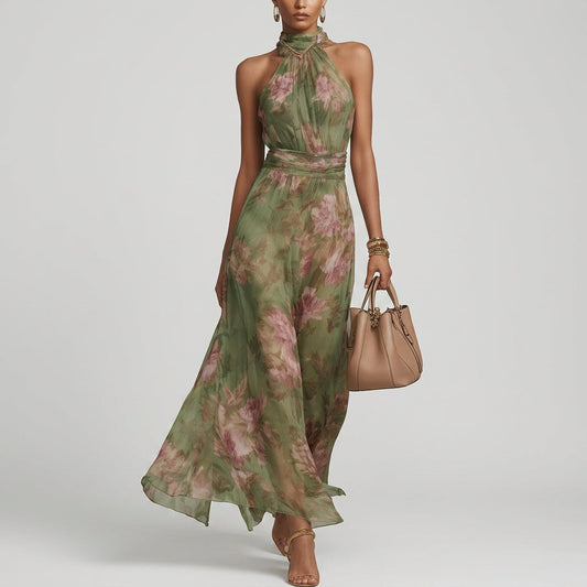 Filipa - Cvjetna Halter Maxi Haljina" could be rewritten as "Filipa - Floral Halter Maxi Dress.