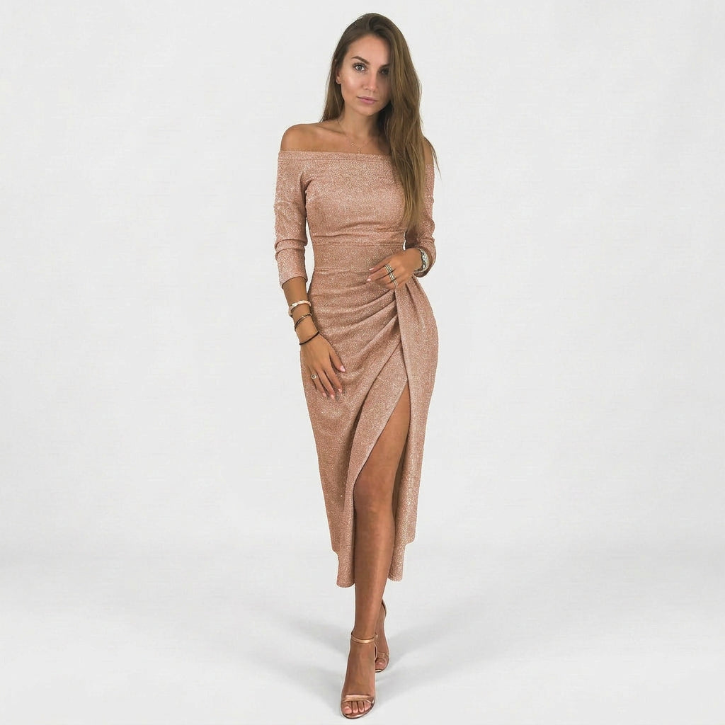 Natália - Elegantna Haljina s Otkritim Ramenima