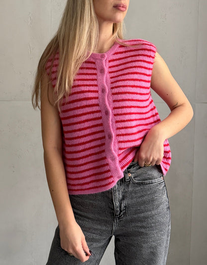 Prugasti pulover s gumbima