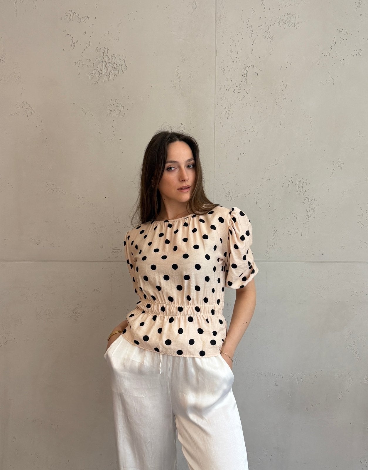 Polka Dots Bluza s Kratkim Rukavima – Uže kroz Gumeni Pojas