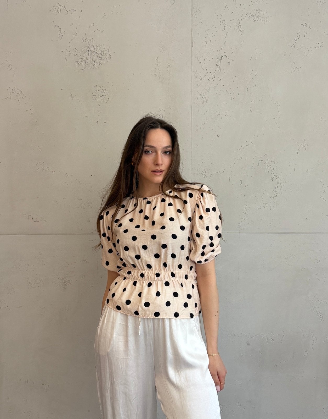 Polka Dots Bluza s Kratkim Rukavima – Uže kroz Gumeni Pojas