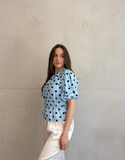 Polka Dots Bluza s Kratkim Rukavima – Uže kroz Gumeni Pojas