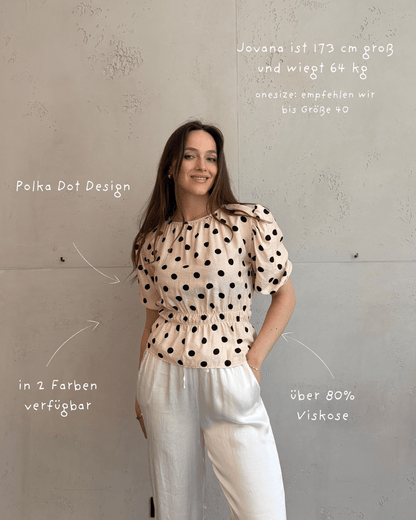 Polka Dots Bluza s Kratkim Rukavima – Uže kroz Gumeni Pojas